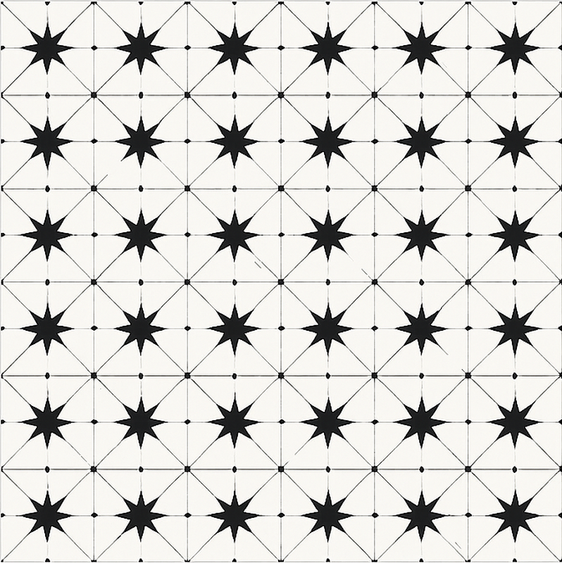 Enkaustisk stjernemønster vinyl teppe spiserom - Tenstickers