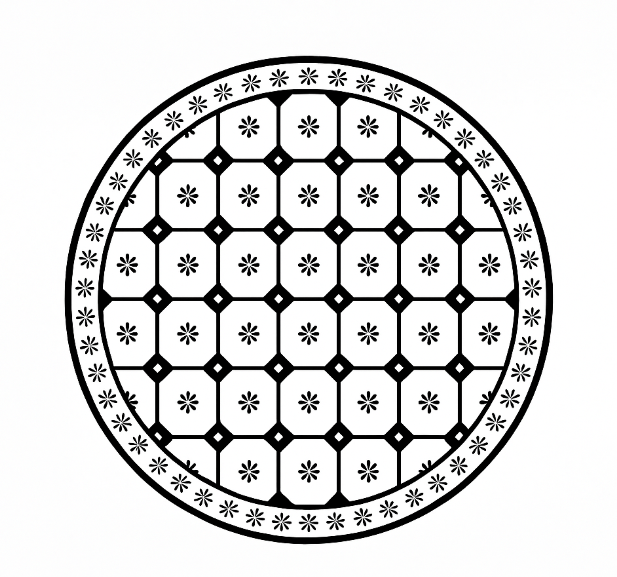 Svart-hvitt flisemønster vinyl teppe spiserom - Tenstickers