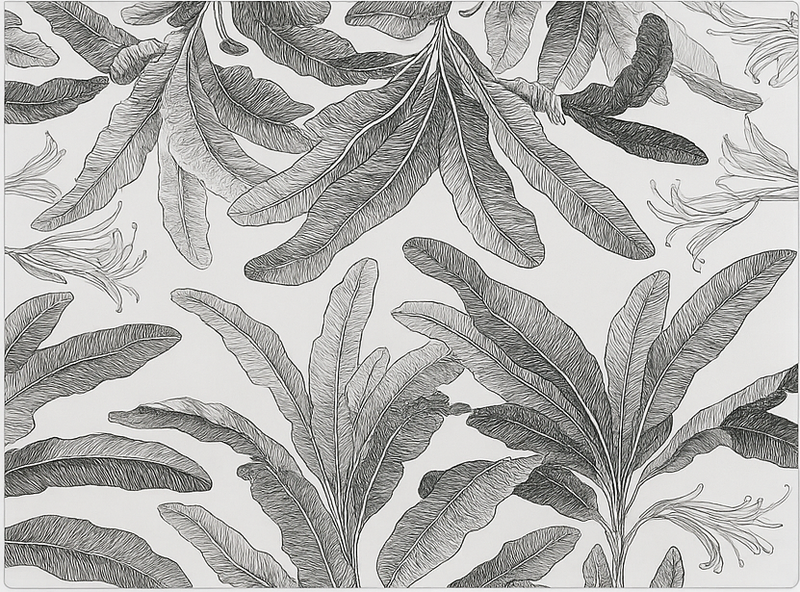 Vinyl teppe kjøkken elegante grå palmer - Tenstickers