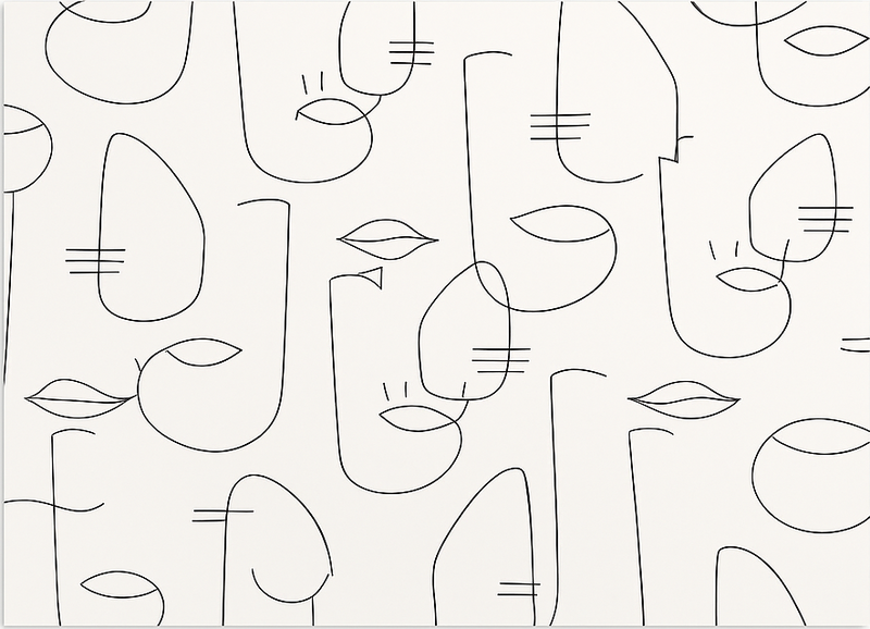 Abstrakte ansiktsdeler vinyl teppe kjøkken - Tenstickers