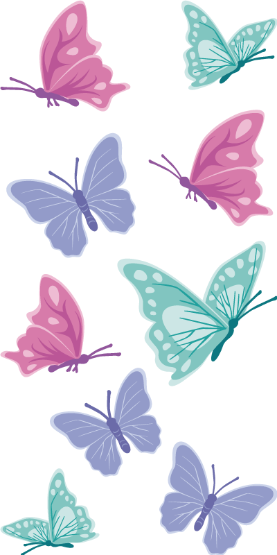Vinyl teppe dyr pastellfargede sommerfugler - Tenstickers
