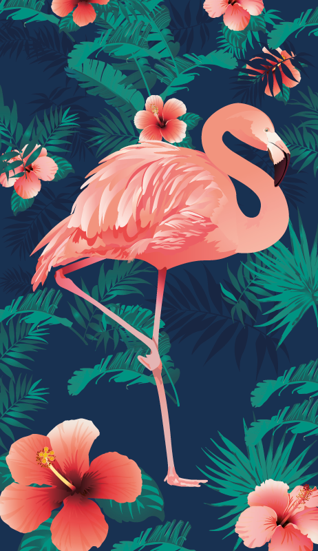 Vinyl teppe dyr tropiske rosa flamingoer - Tenstickers