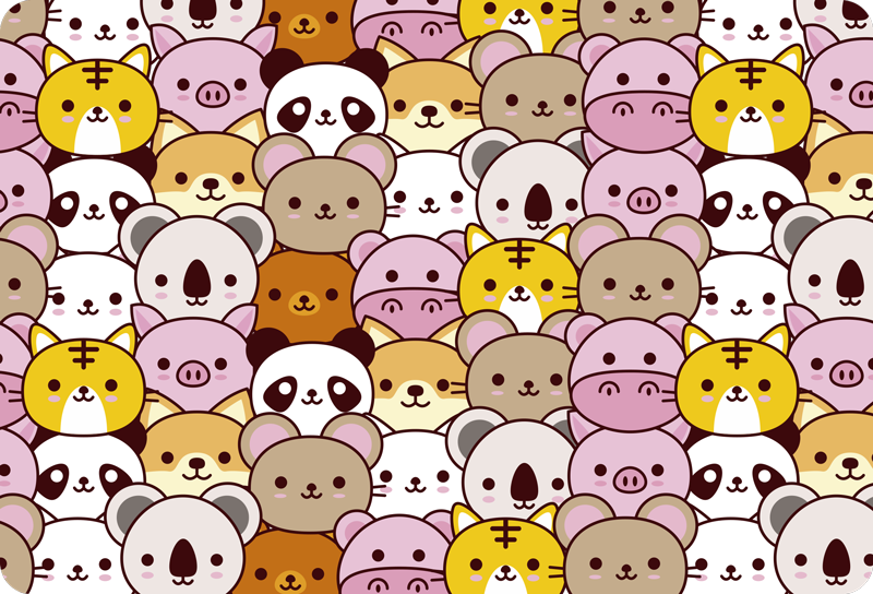 Vinyl teppe dyr søte babyer - Tenstickers