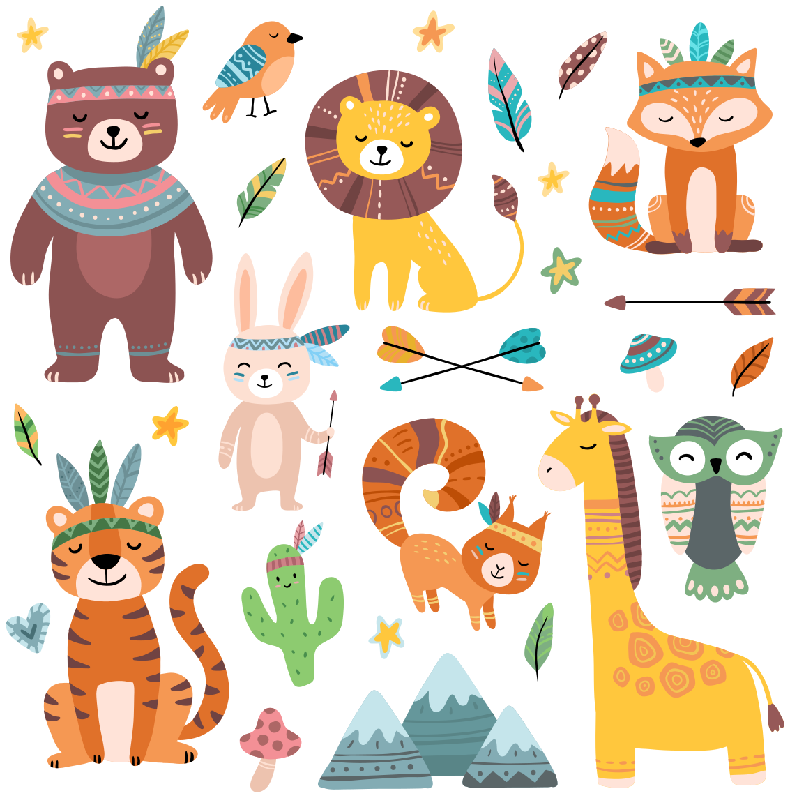 Vinyl teppe dyr baby ville dyr - Tenstickers