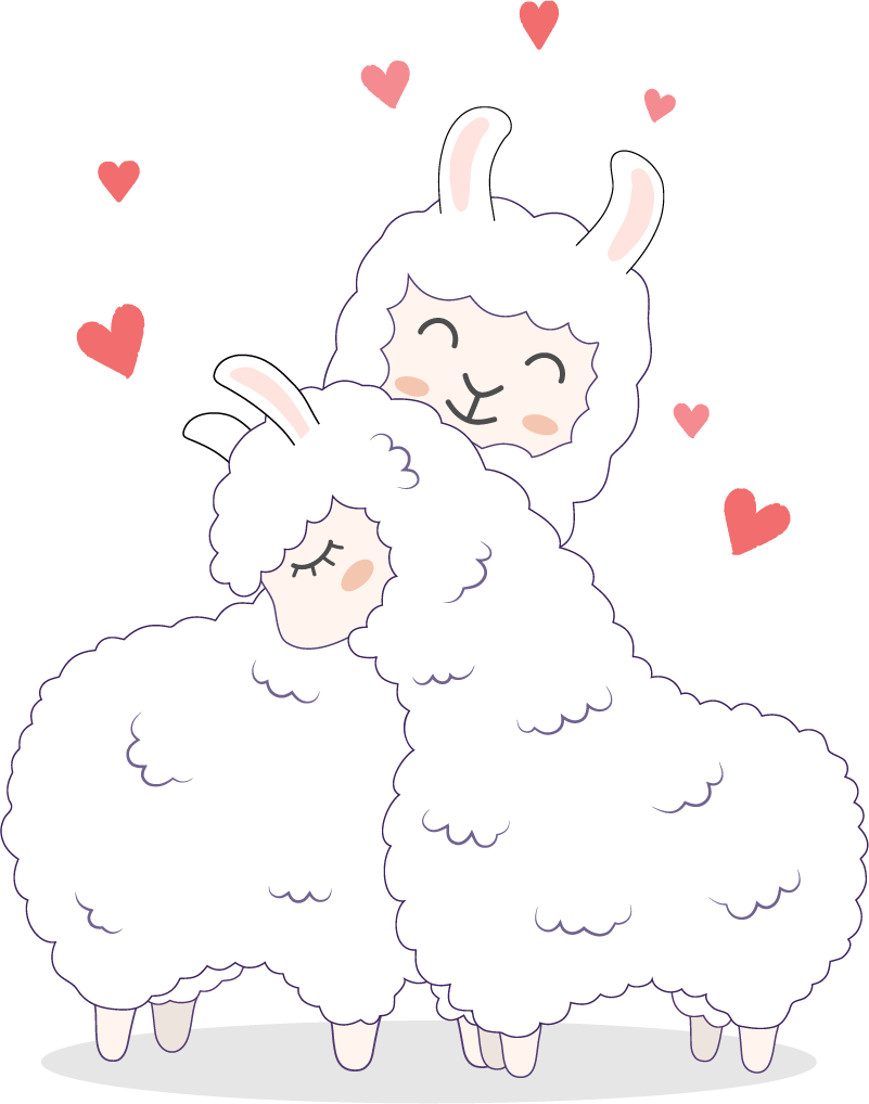 Vinyl teppe dyr kjærlige lamaer - Tenstickers