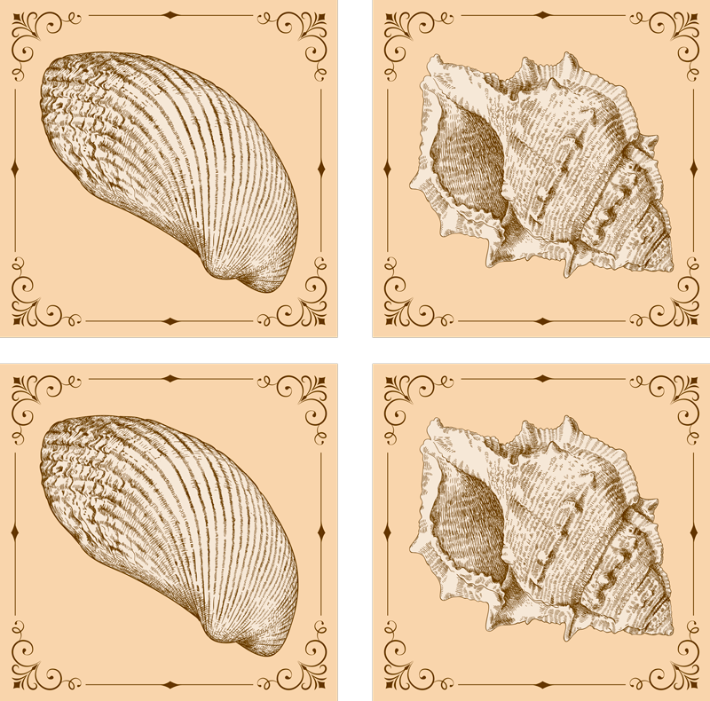 Vinyl teppe dyr med vintage skjell - Tenstickers