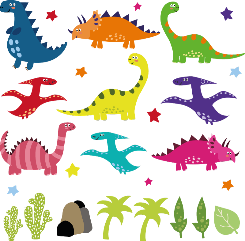 Vinyl teppe dyr nordisk dinosaur fargerik tegneserie - Tenstickers