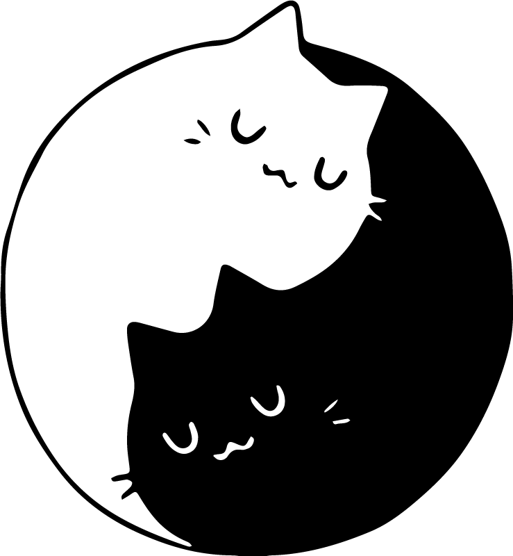 Vinyl teppe dyr yin yang katter - Tenstickers