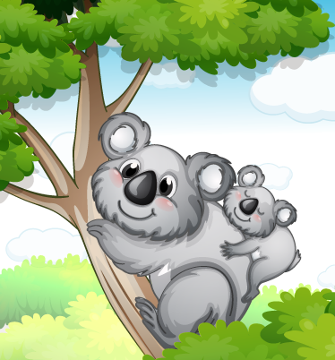 Vinyl teppe dyr mor og baby koala - Tenstickers
