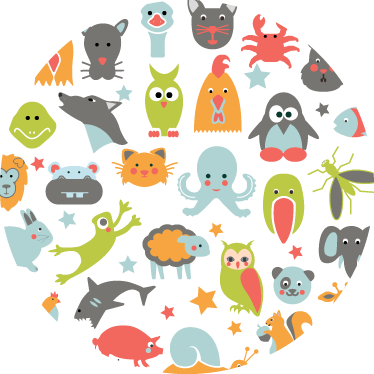 Vinyl teppe dyr dyr i sirkel - Tenstickers