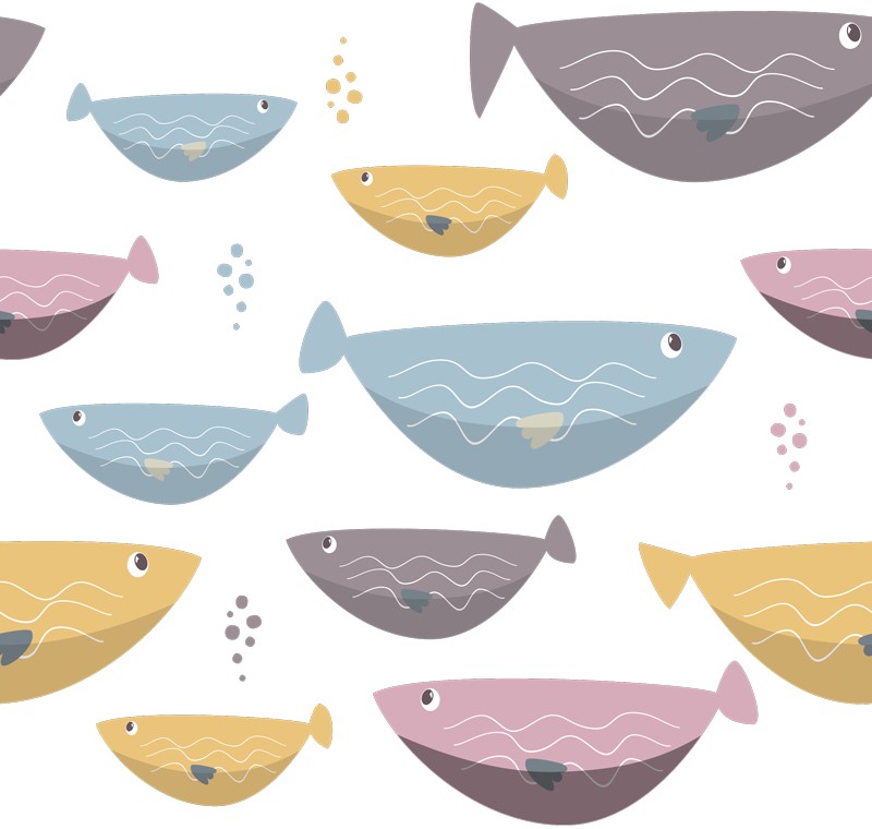 Vinyl teppe dyr fargede fisker til barn - Tenstickers