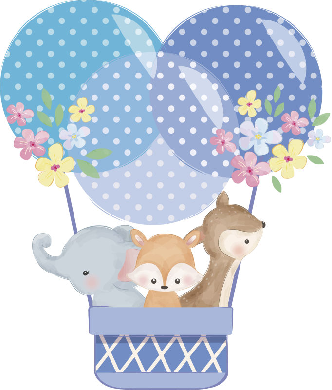 Vinyl teppe dyr akvarelldyr luftballong - Tenstickers