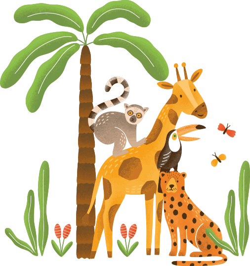 Vinyl teppe dyr jungledyr leker - Tenstickers