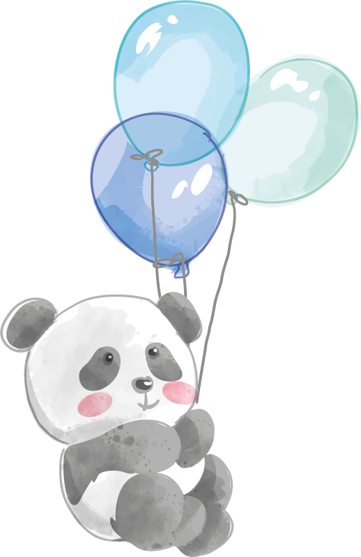 Vinyl teppe dyr baby banda med tre ballonger - Tenstickers