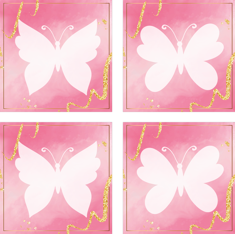 Vinyl teppe dyr rosa sommerfugler fliser - Tenstickers