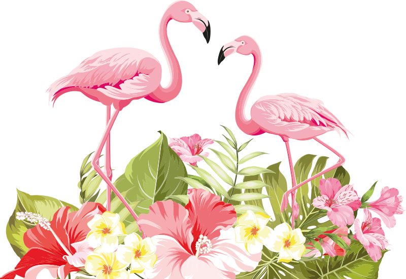 Vinyl teppe dyr tropisk blomst flamingo - Tenstickers