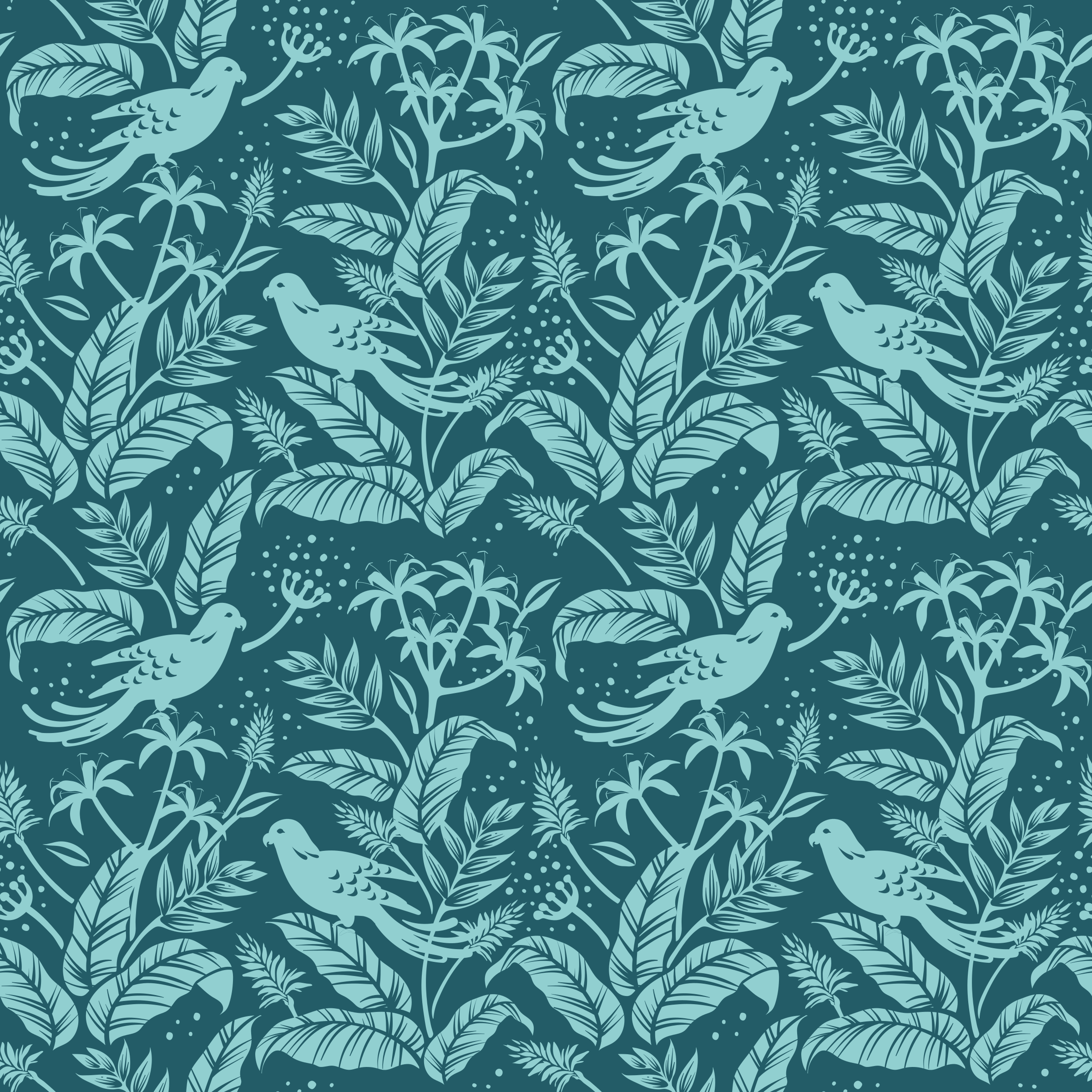 Vinyl teppe dyr turkise flygende fugler - Tenstickers