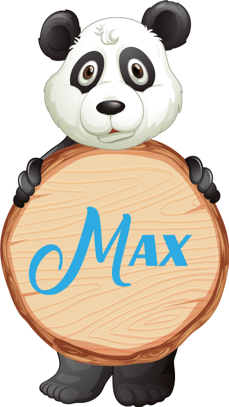 Vinyl teppe dyr panda med navn - Tenstickers