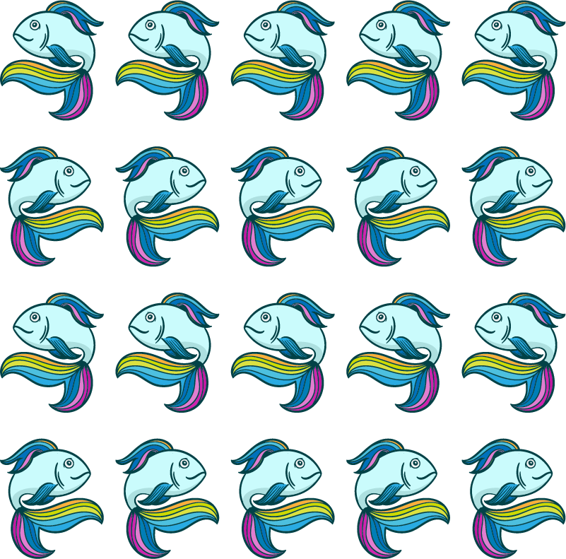 Vinyl teppe dyr blå neonfisk - Tenstickers