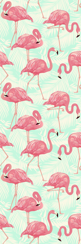 Vinyl teppe dyr med tegnet rosa flamingoer - Tenstickers