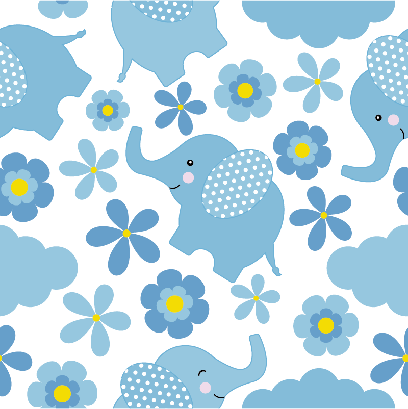 Vinyl teppe dyr blå babyelefanter - Tenstickers