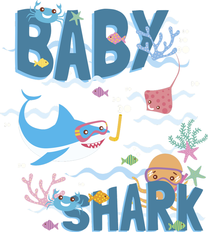 Vinyl teppe dyr babyblå hai - Tenstickers