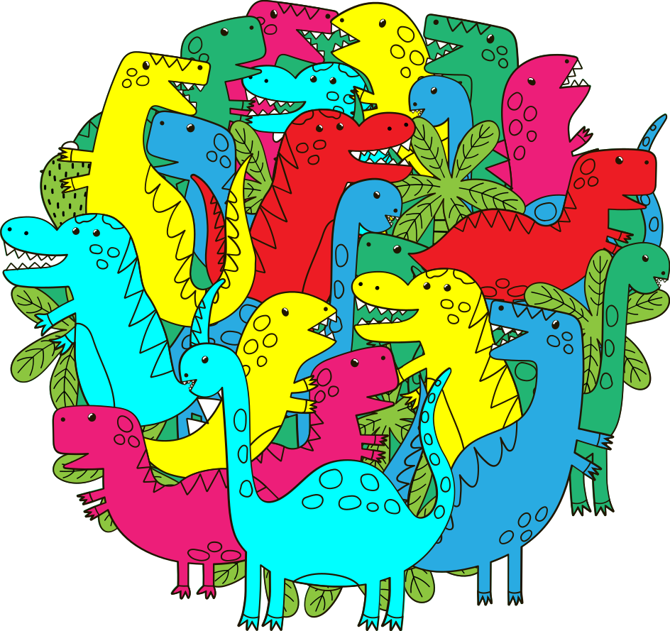 Vinyl teppe dyr rund fargerik dinosaur til barn - Tenstickers