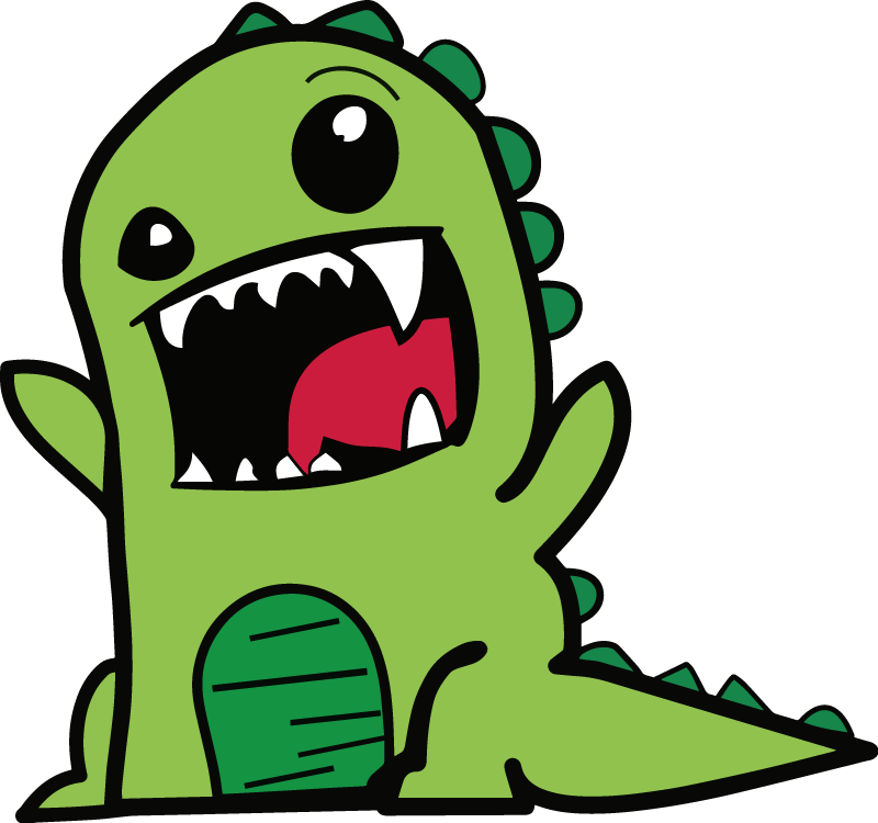 Vinyl teppe dyr grønn dinosaur tegning skummel - Tenstickers