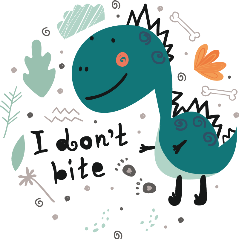 Vinyl teppe dyr dinosaur grønn smilende - Tenstickers