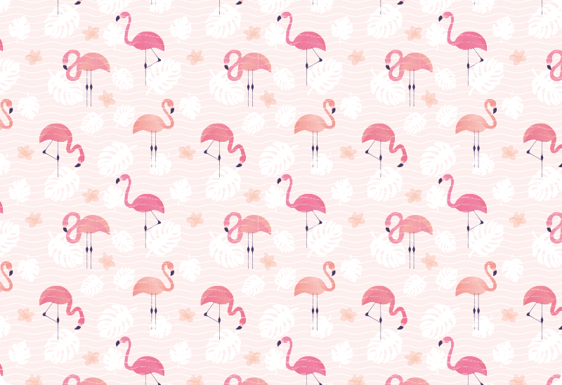 Vinyl teppe dyr med rosa flamingo-motiver - Tenstickers