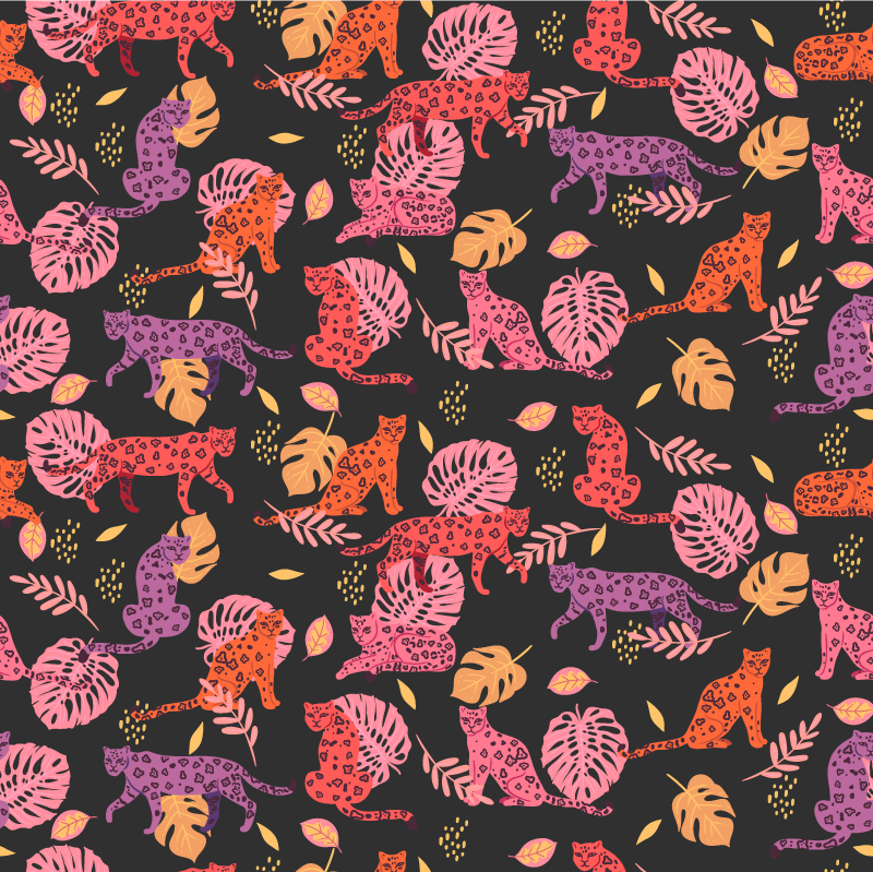 Vinyl teppe dyr tropisk og leopardstil - Tenstickers