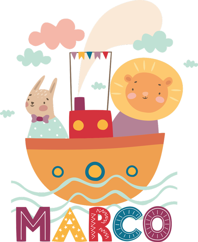 Vinyl teppe dyr med dyr på båt - Tenstickers