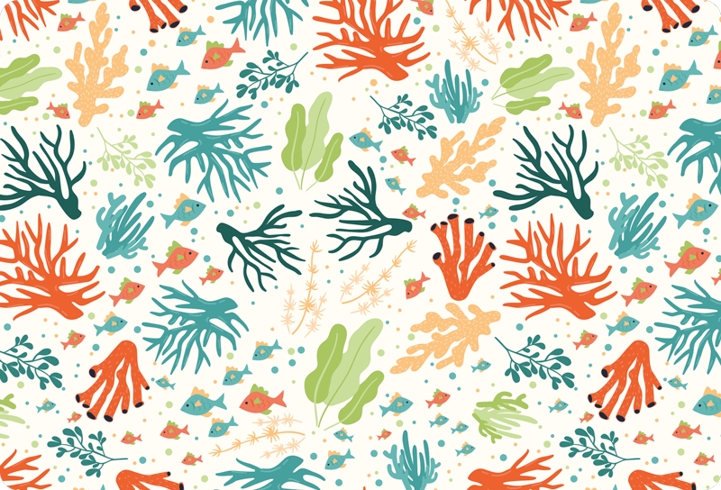 Vinyl teppe dyr fargerik korall - Tenstickers