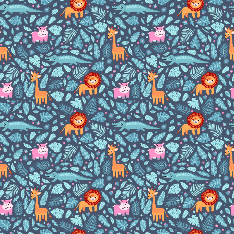 Vinyl teppe dyr med flere jungeldyr design - Tenstickers