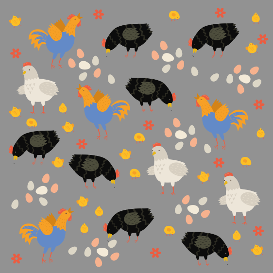 Vinyl teppe dyr høner i innhegning mønster - Tenstickers