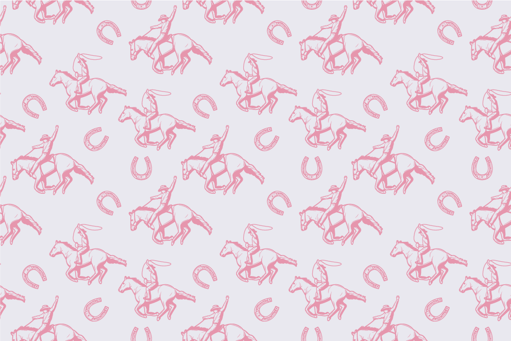 Vinyl teppe dyr rosa cowboy hest mønster - Tenstickers