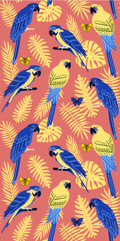 Vinyl teppe dyr papegøyer og sommerfugler - Tenstickers