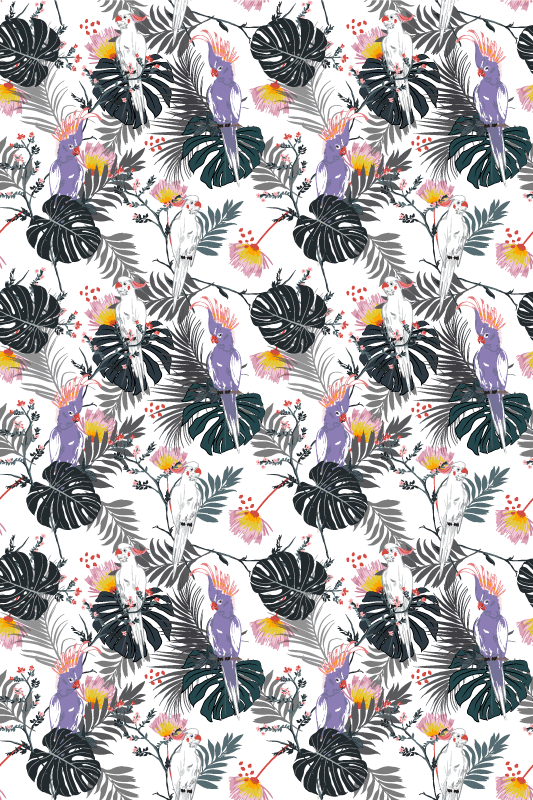 Vinyl teppe dyr rød og lilla papegøyer - Tenstickers