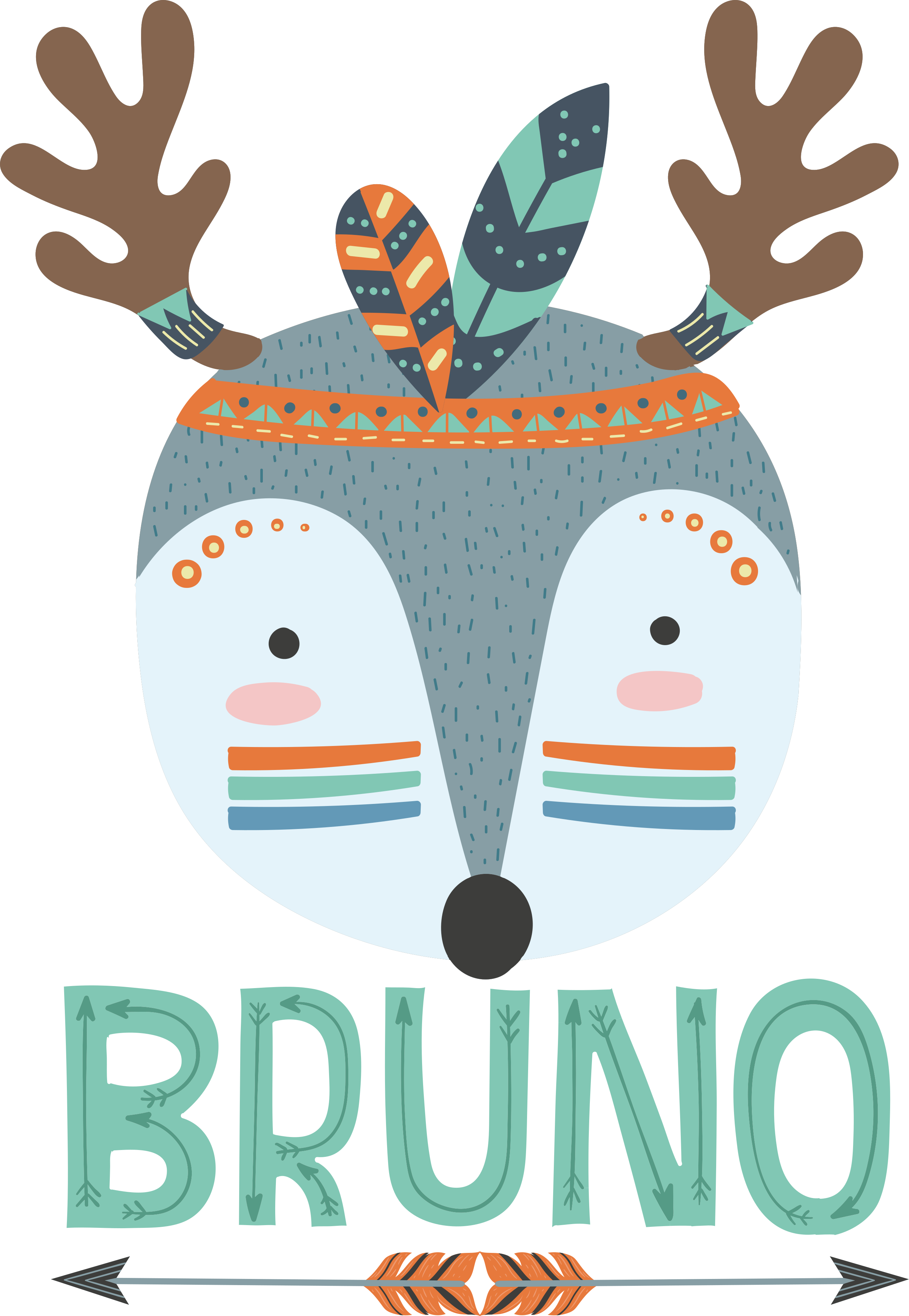 Vinyl teppe dyr nordisk hjort med navn - Tenstickers