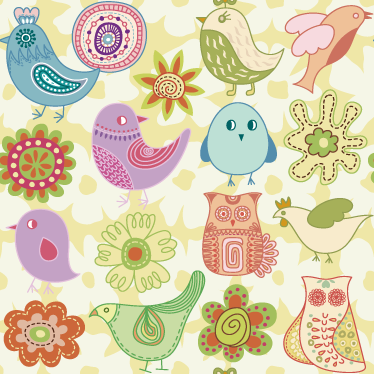 Vinyl teppe dyr med fargerike fuglemotiver - Tenstickers