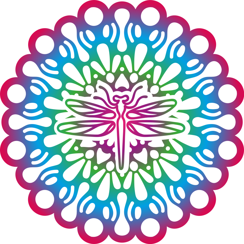 Vinyl teppe dyr fargerik libelle mandala - Tenstickers