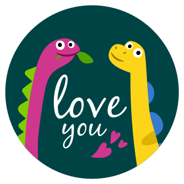 Vinyl teppe dyr søt dinosaur kjærlighet - Tenstickers