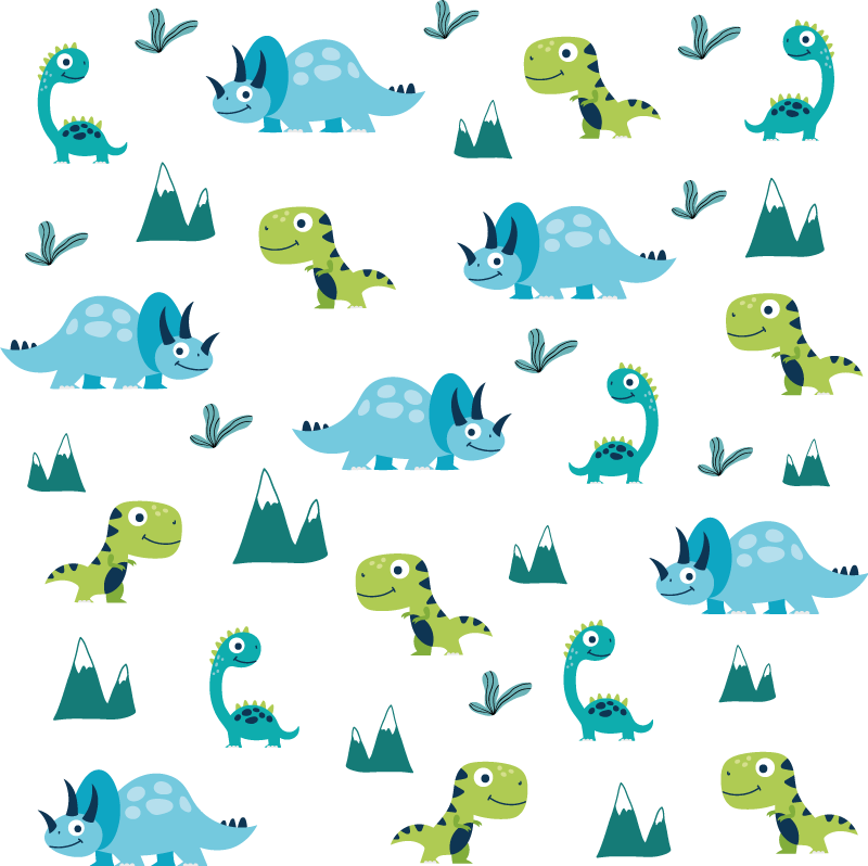 Vinyl teppe dyr med lekne dinosaurmønstre - Tenstickers