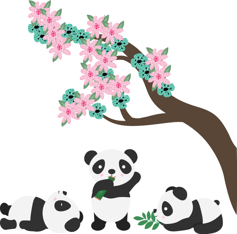 Vinyl teppe dyr eventyrlige pandaer - Tenstickers
