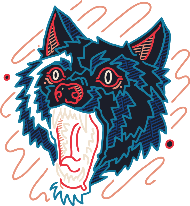 Vinyl teppe dyr ulv som uler motiv - Tenstickers