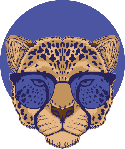 Vinyl teppe dyr leopard med briller - Tenstickers