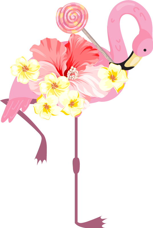 Vinyl teppe dyr med flamingo blomsterdesign - Tenstickers