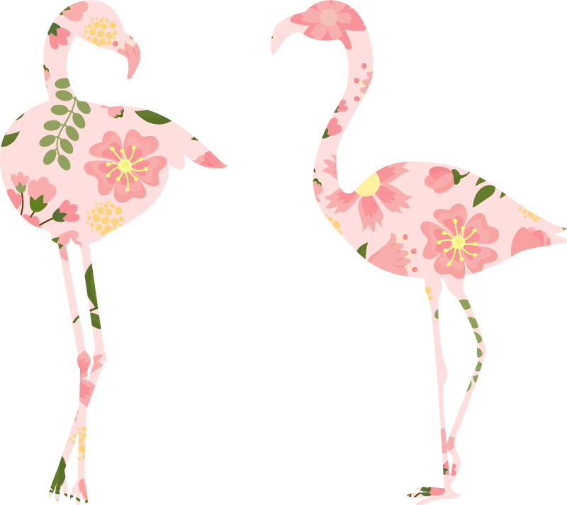 Vinyl teppe dyr med flamingo blomsterdesign - Tenstickers