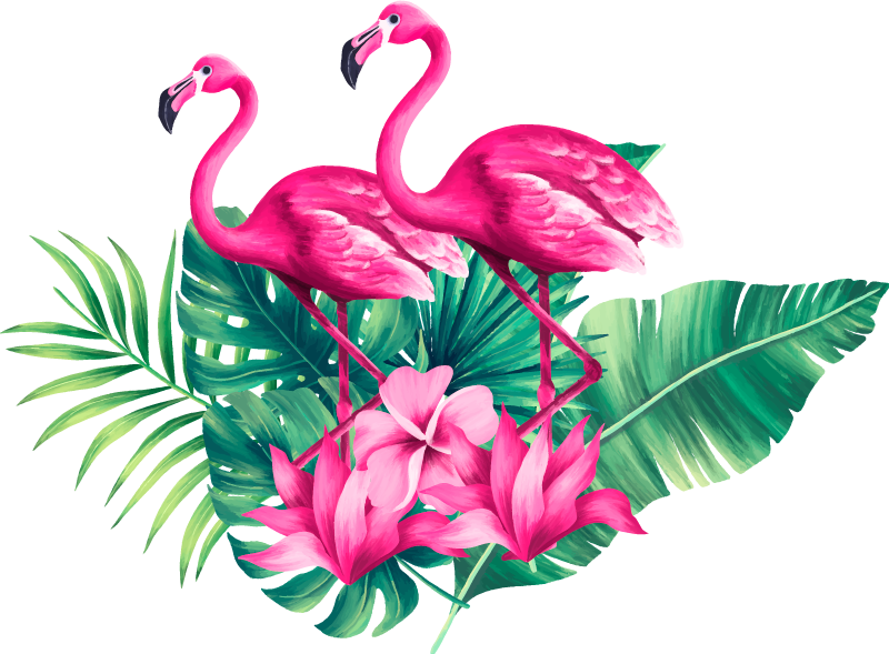 Vinyl teppe dyr flamingoer og foliage - Tenstickers