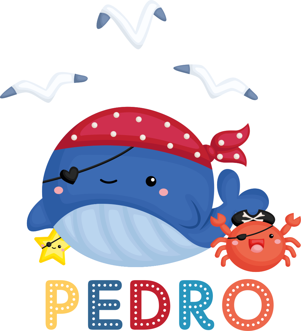 Vinyl teppe dyr søte pirat hvaler - Tenstickers